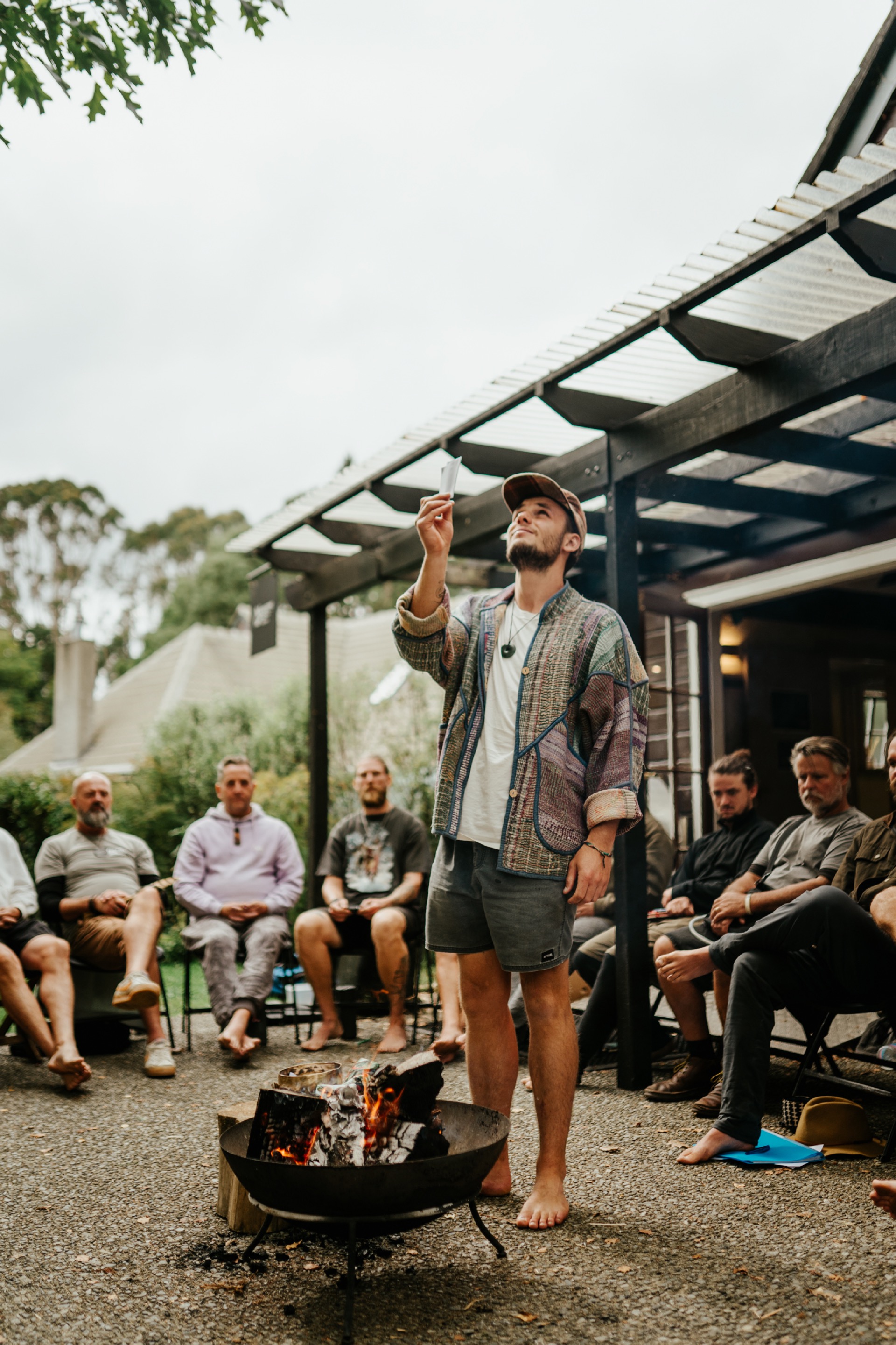 Young man in spiritual moment at BROS circle